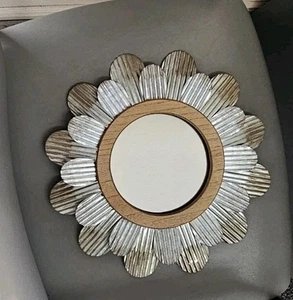 Small Rustic Flower Shaped Wall Mirror, Accent Decor - Picture 1 of 8