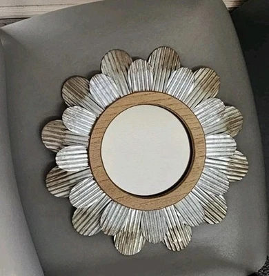 Small Rustic Flower Shaped Wall Mirror, Accent Decor - Image 1 of 4