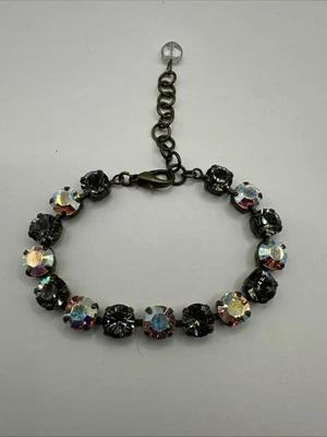 "Pulsera de tenis con cadena de copa brillante AB y cristales de diamantes de imitación grises 7-9""" Foto 1 de 4