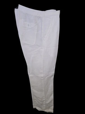 Pantalones Cubavera Mezcla de Lino Blanco Cordón Medianos 32 - 34 x 32.5" Elevación 12" Foto 1 de 4