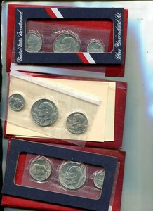 1976 3 COIN UNITED STATES SILVER BICENTENNIAL GOVERNMENT SET LOT OF 3 BU 5163T - Picture 1 of 1