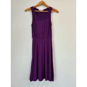 LOFT Purple Sleeveless Ruffle Neck Jersey Knit Dress XS - Picture 1 of 6