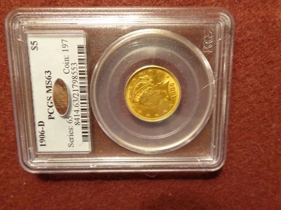 1906 D $5 Gold Half Eagle (MS 63) - Image 1 of 2