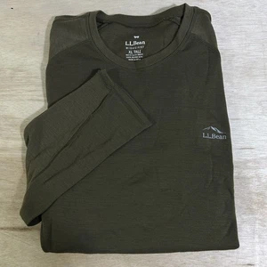 Camicia LL Bean 100% lana merino Cresta uomo XLT verde peso medio strato base - Foto 1 di 7
