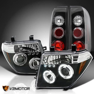 Fits 2005-2008 Frontier Black LED Halo Headlights+Tail Lamps Replacement Foto 1 de 4