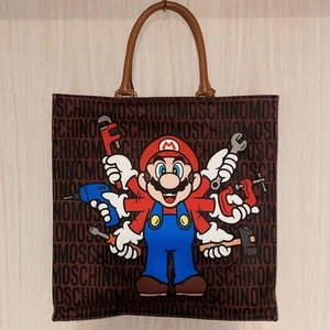 Moschino Super Mario Collaboration Tote Bag Brown Leather From Italy Used - Picture 1 of 7