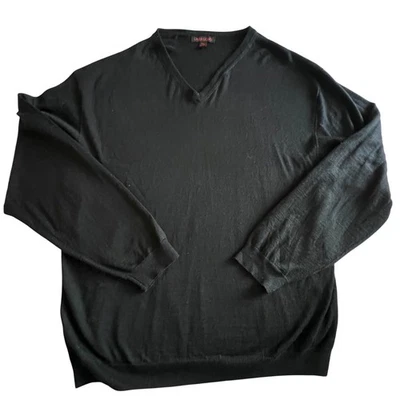 Linea Uomo Mens V Neck Sweater Wool Blend Black 4XLT Extra Long Tall Outdoor - Image 1 of 4