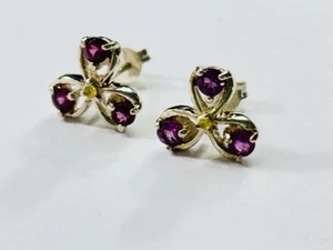 TJC silver stud earrings with rubies and yellow diamonds(untested) - Picture 1 of 5