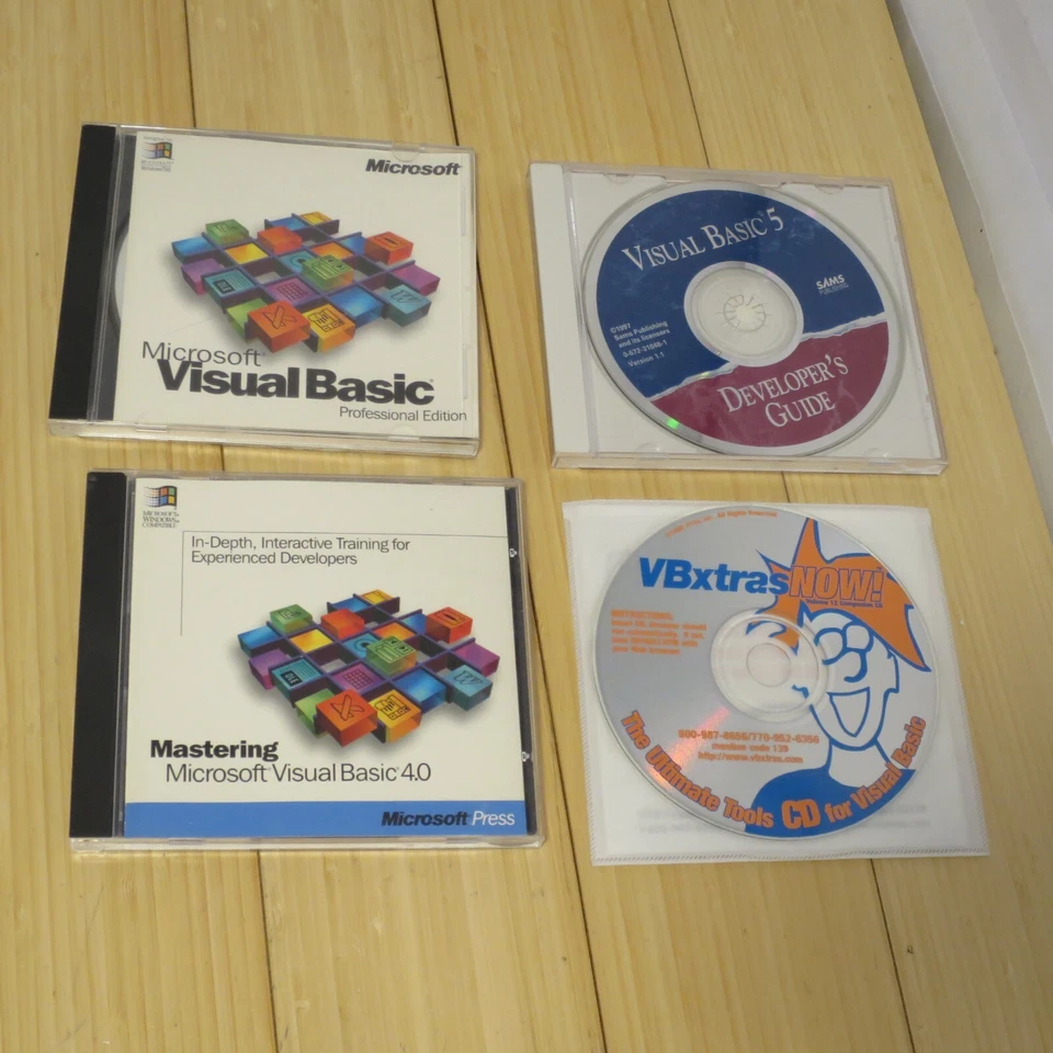 Microsoft Visual Basic Professional 1.0, 4.0, with VB Extras CD & VB 5.0 dev CD - Image 1 of 4