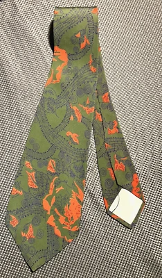 Preciosa corbata de seda vintage pintada verde roja y púrpura-5th Ave NY 52"x4" Foto 1 de 4