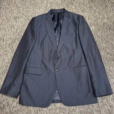Blazer Traje Jaeger Para Hombres 42R Azul Marino Rayas Lana Lino Espiga Chaqueta Formal Foto 1 de 4