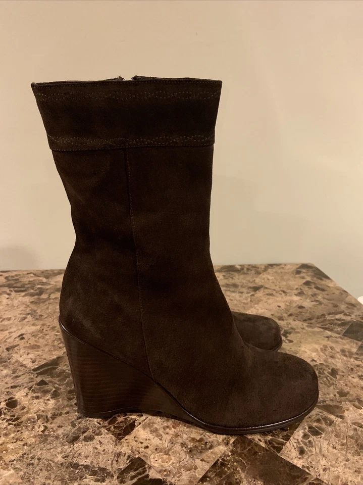 Gabriella Rocha Botas de Cuña Cuadradas de Cuero Marrón para Mujer Talla 9M [B6] Foto 1 de 4