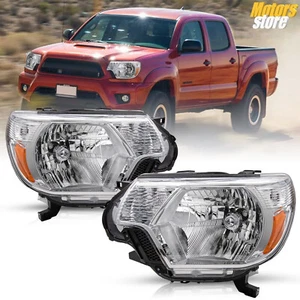 Headlights Pair Fits For 2012 2013 2014 2015 Toyota Tacoma Chrome Housing Lamps - Picture 1 of 11