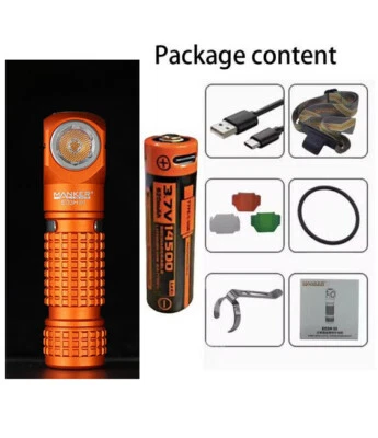 Mankerlight E03H 1200 Lumen 14500 / AA Headlamp Mini Flashlight-Orange - Image 1 of 4