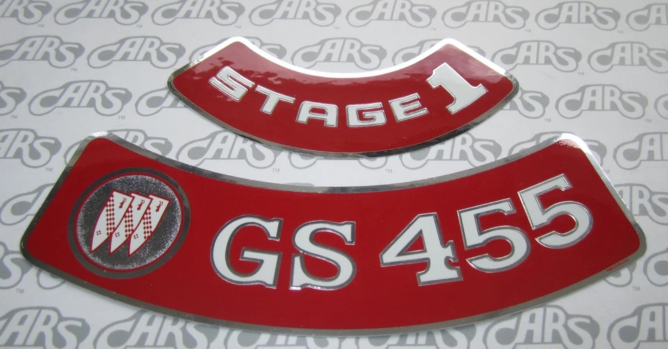 1970-1974 Buick GS 455 Stage 1 Embossed Air Cleaner Decal. GS GSX Riviera - Image 1 of 3