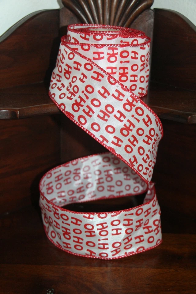 Santa HoHoHo Word Ribbon Roll, Christmas Wired Edge 2.5” x 5 yds - Image 1 of 1