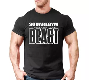 T-shirt maglietta uomo scollo a O BEAST cotone puro palestra bodybuilding allenamento muscolare casual - Foto 1 di 7