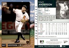 Matt Anderson 2006 MultiAd Fresno Grizzlies #18 Card *AutographDen*