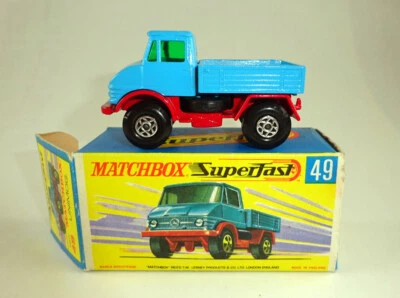 Matchbox Superfast Nr. 49A Unimog kräftig blau / dunkelrot in perfekter "H" Box - Bild 1 von 4