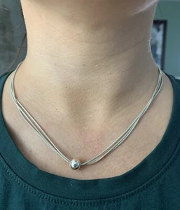 Collar Silpada Thoreau 16” Plata de Ley Triple Cadena Cuentas Únicas 925 - Imagen 1 de 8