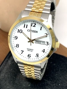 Reloj Citizen Hombre BF5004-93A Cuarzo Esfera Blanca Dos Tonos Banda de Expansión 38mm - Imagen 1 de 13