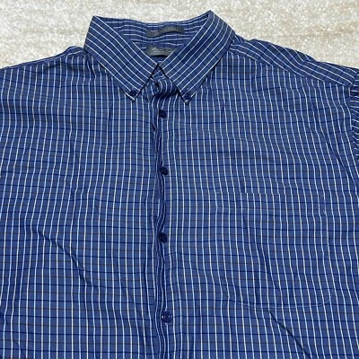 Daniel Cremieux Shirt Mens 2XT Blue Plaid Button Up Silk Blend Classic Minimalis - Image 1 of 4