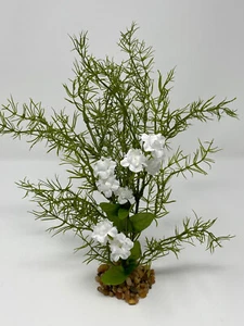 12" Artificial Aquarium 3-PC Arrangement OLIVE Sprengeri plant & FLOWER #834 - Picture 1 of 8