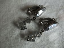 Beautiful Clip Earrings Silver Tone Dangling Signed LEWIS SEGAL CA VINTAGE