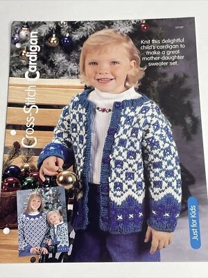 Cross Stitch Cardigan Children's Size 4 6 8  Knitting Pattern - Image 1 of 4