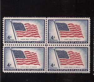 US STAMP 1094 Flag 4 CENT BLOCK OF 4 MINT NH OG 1957 FREE SHIP