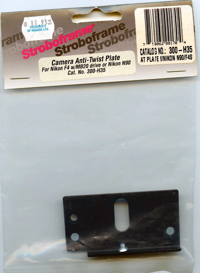 Stroboframe Anti-twist plate for Nikon F4 w/MB20 drive or Nikon N90 or F90  NIB - Image 1 of 1