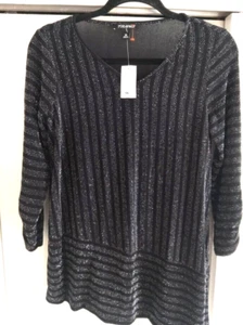 Roz & Ali Dress Top Black with Shimmering Metallic Bling Size XS - Picture 1 of 13