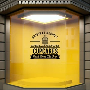 Bakery Window Sticker Delicious Cupcakes Cafe Coffee Shop Display Decal - Picture 1 of 7