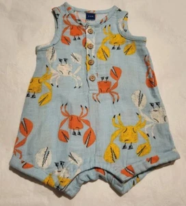 NWT Old Navy Crab Print Sleeveless Short Romper Baby Boy - Picture 1 of 1