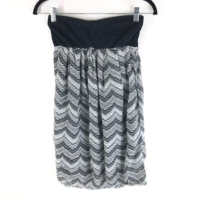 Billabong Mini Dress Strapless Pockets Geometric Chevron Black Gray Size M - Image 1 of 4