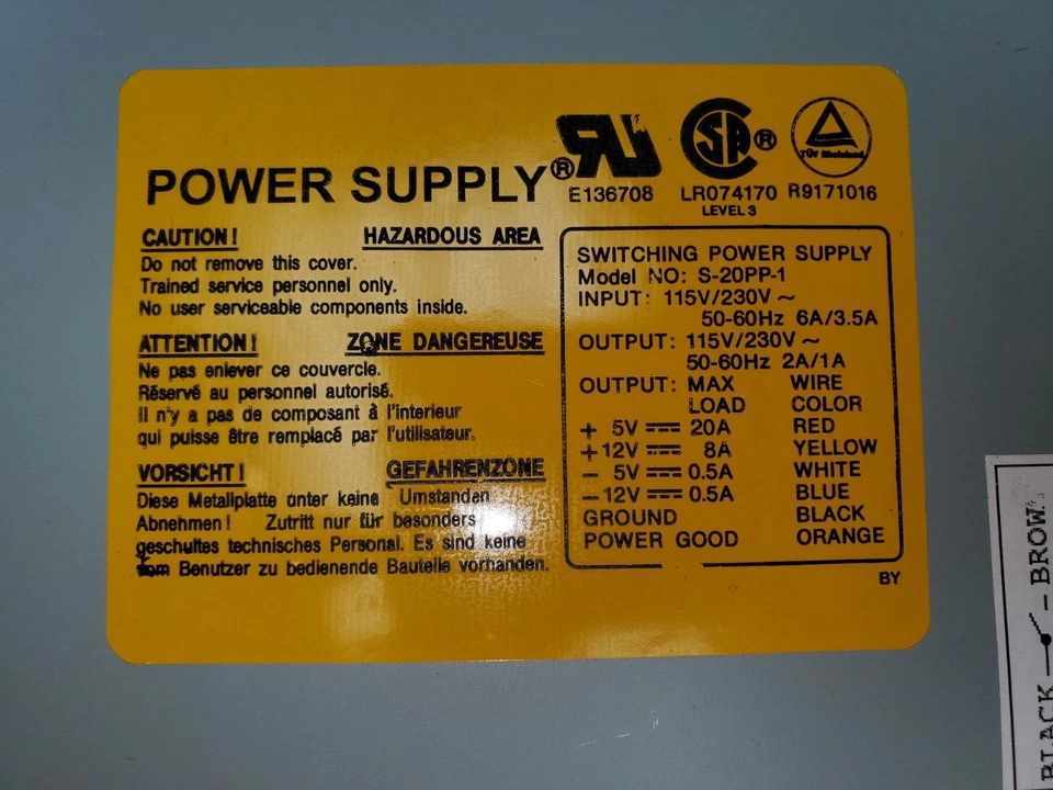 S-20PP-1 Clone Replacement AT Power Supply - Image 1 of 1