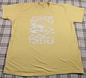 American Apparel Men Yellow Short Sleeve T-Shirt Skull Funny A**holes Live 3XL - Picture 1 of 5