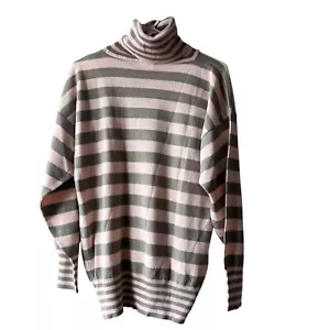 Maglione donna girocollo Mondi vintage tg. Manica lunga a righe rosa marrone 36 - Foto 1 di 13
