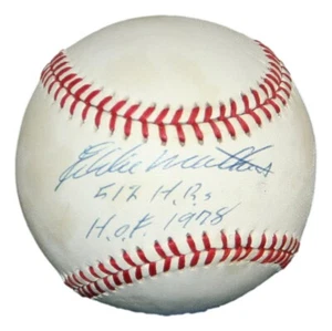 Eddie Matthews Milwaukee Braves Signed ONL Baseball Inscribed PSA/DNA - Picture 1 of 2