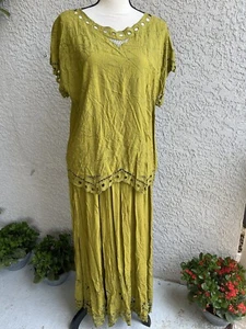 MPH Collection Women's Outfits Blouse Skirt Green Embroidery Sz M #1733 NWT - Picture 1 of 16