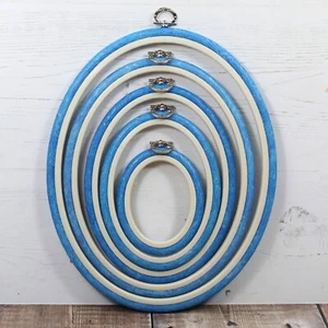 Nurge Embroidery Flexi Hoop Cross Stitch Oval Display Blue in 5 Sizes - Picture 1 of 7