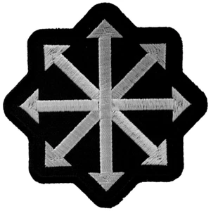 "Chaos Symbol Bianco e Nero Toppa Ricamata da Cucire 3""x3" - Foto 1 di 3