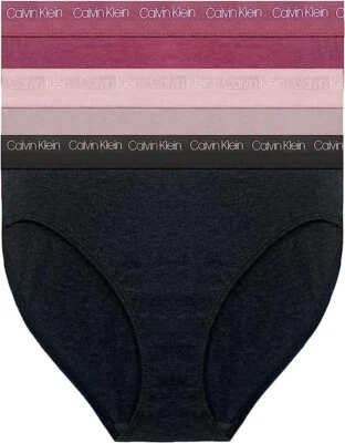 Calvin Klein Women Small 3 Pack High-Rise Bikini Panties - Magenta Pink Gray - Image 1 of 4