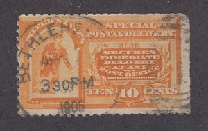 US Sc E3 used 1893 10c Special Delivery, SON BETHLEHEM, PA duplex cancel - Picture 1 of 1