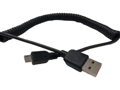 USB 2.0 A to Micro USB 5 Pin Coiled Data Charging Cable for Android Phones - Image 1 of 4