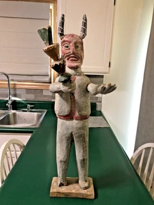 large north western late 1800's early 1900's carved & painted drift wood figure - Picture 1 of 23