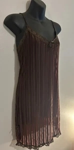 Y2K Rampage Intimates Sheer Dessous Dress Slip 90s Brown Grunge Rave Medium - Bild 1 von 9