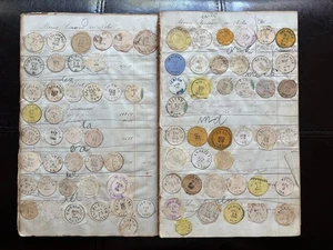 1840's to 1880's Handwritten NY Expense Ledger & Postal Cancelations Many States - Picture 1 of 11