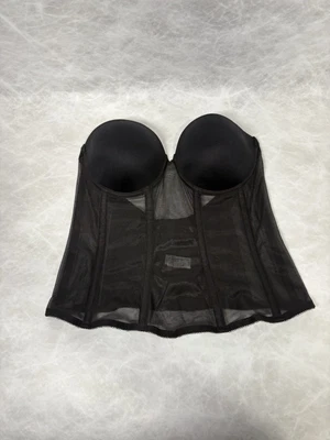 Corsé nupcial Wacoal negro sin tirantes Longline Bustier 36C malla transparente con aros Foto 1 de 4