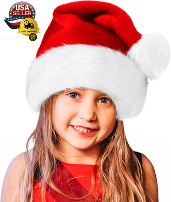 Sombrero de Papá Noel, Sombrero de Navidad para Niños, Unisex Terciopelo Cómodo Sombreros de Navidad Extra T Foto 1 de 4